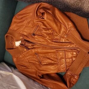 Faux leather bomber jacket